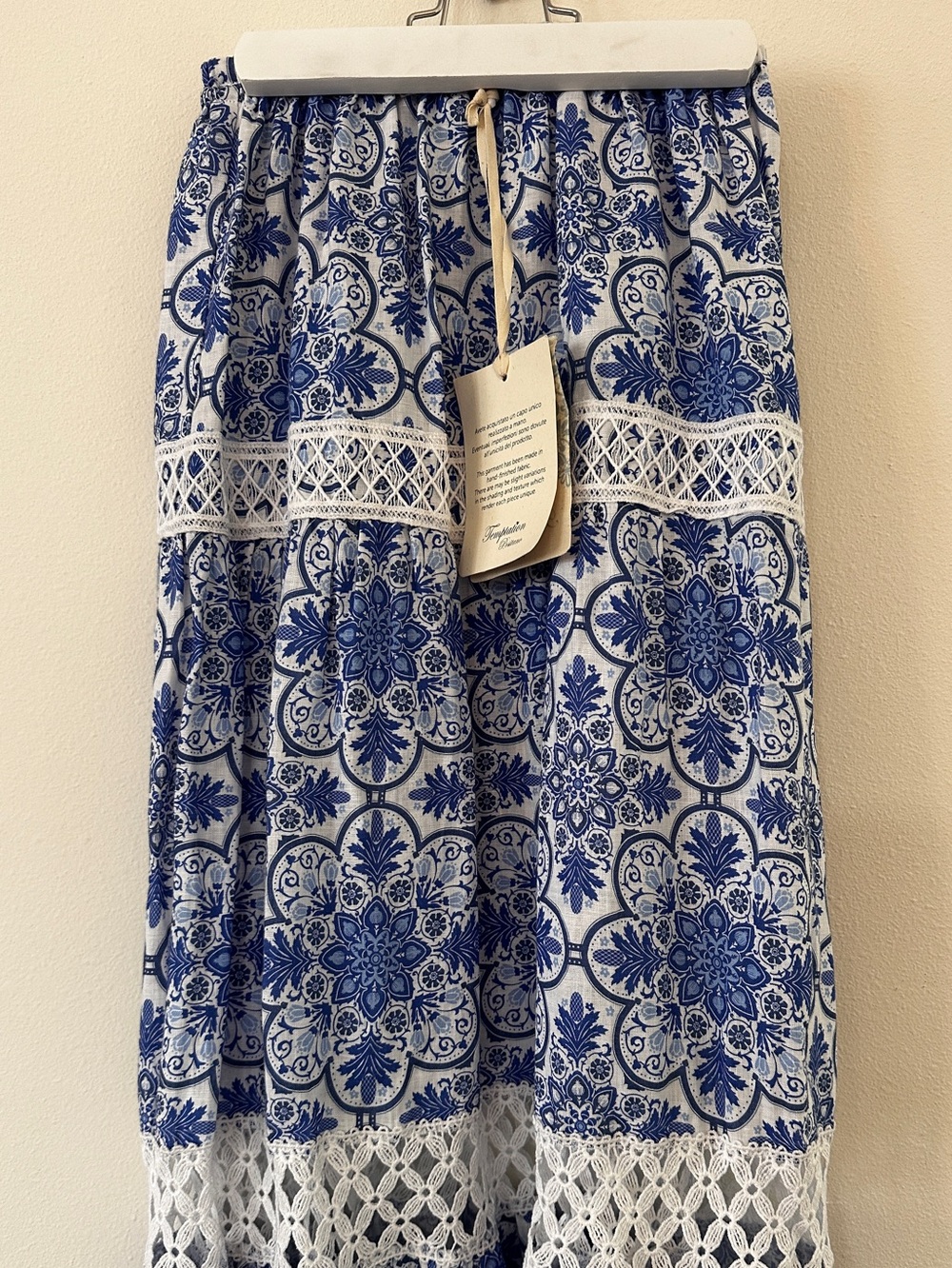 Temptation Positano Summer Blue Linen Maxi Skirt - Picture 2 of 12